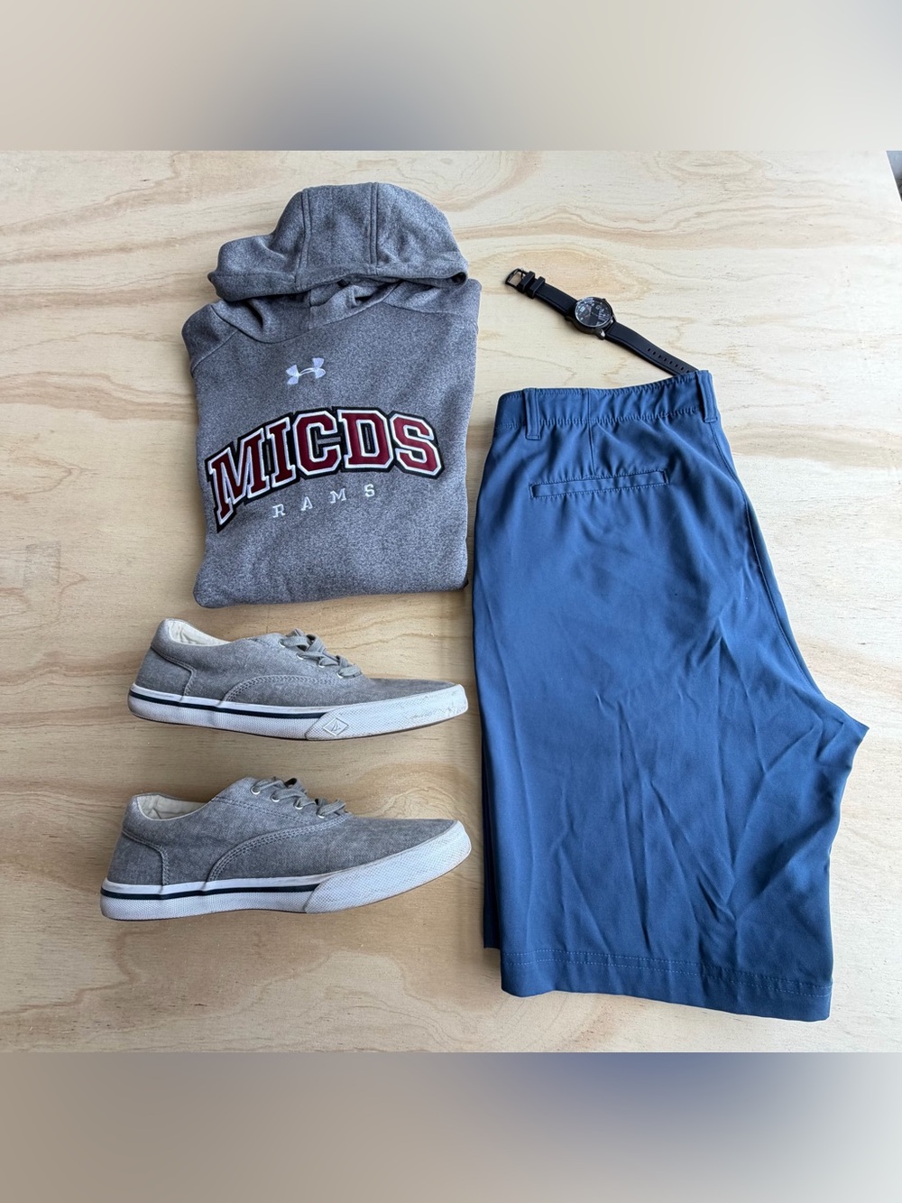 Under Armour MICDS Rams Hoodie Mens Large Gray Fleece Pullover Sweatshirt L⁠